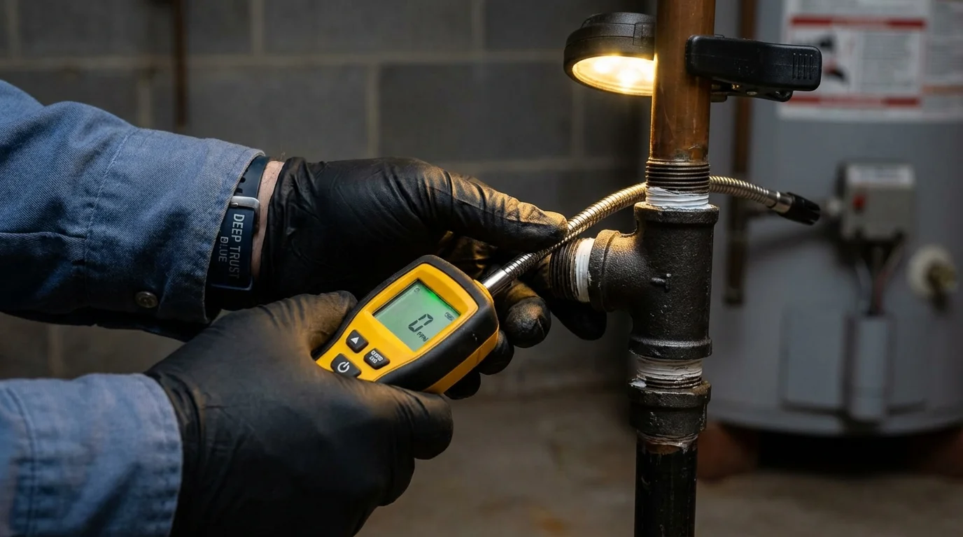 Gas leak detection with electronic sniffer by Johns Plumbing LLC in Weirton