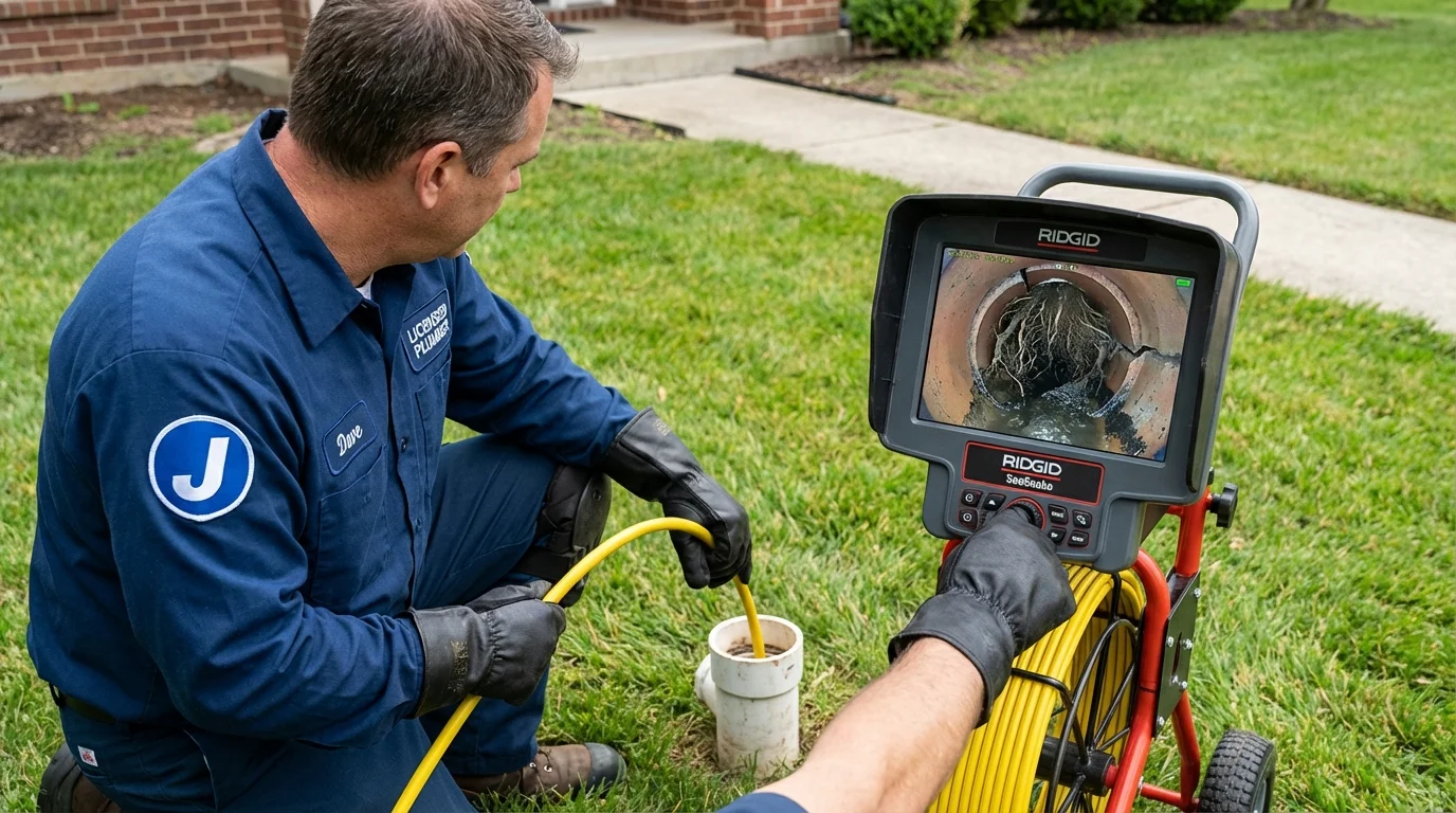 Sewer camera inspection being performed by Johns Plumbing LLC in Weirton