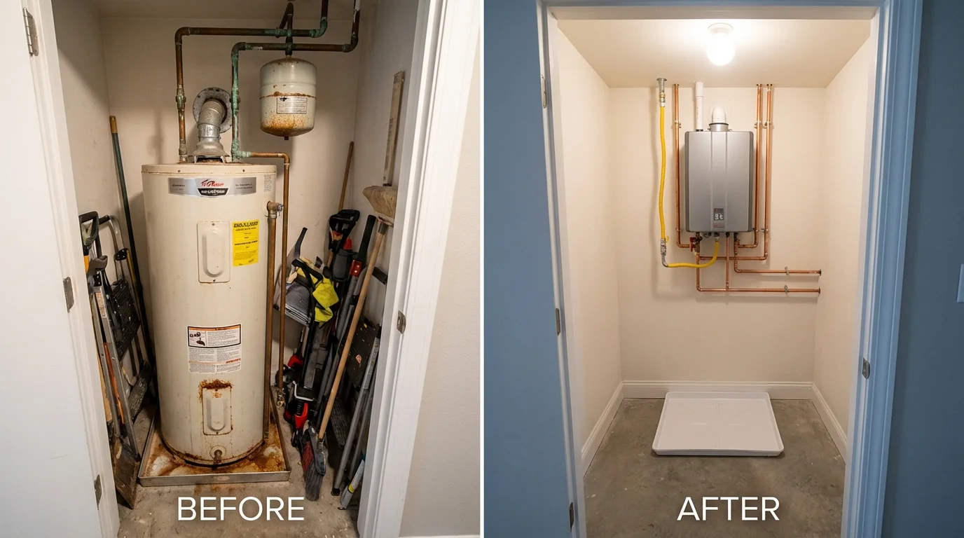Tank water heater versus wall-mounted tankless unit comparison for Weirton, WV homeowners